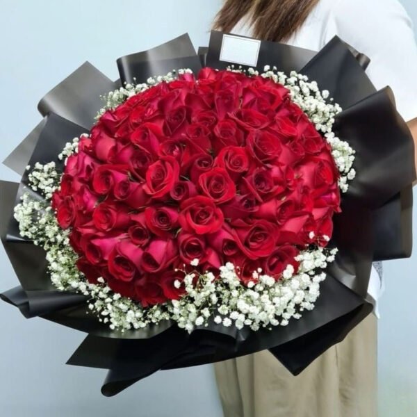 Bouquet XL Roses Red Naomi et Gypso